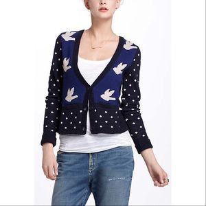 Anthropologie Leifnotes Bird polkadot Wool Sweater M